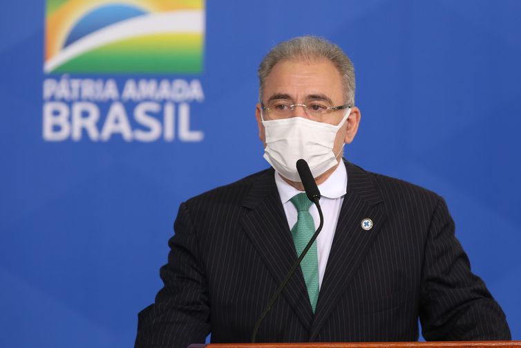 Fabio Rodrigues Pozzebom/Agência Brasil O ministro da Saúde, Marcelo Queiroga, participa da cerimônia de sanção do Projeto de Lei n° 5043/2020, que amplia o número de doenças detectáveis no Teste do Pezinho.